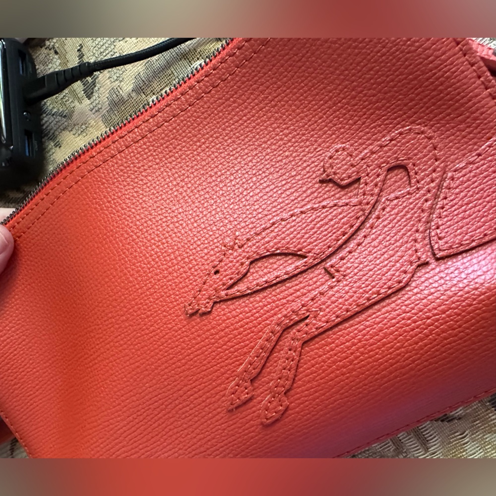 Longchamp leather burnt Orange Shoulder handBag bag small - Picture 12 of 14